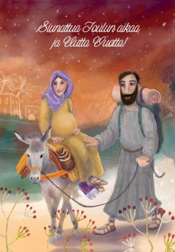 Joulukortti Maria ja Joosef